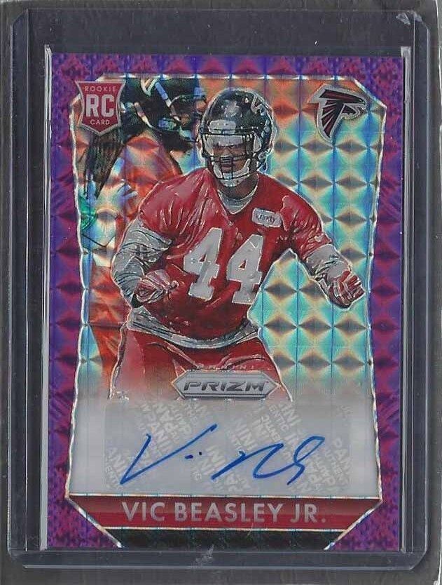 VIC BEASLEY 2015 PANINI PRIZM PURPLE MOSAIC PRIZMS FALCON ROOKIE AUTO RC #D 3/35
