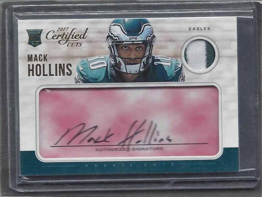 MACK HOLLINS 2017 CERTIFIED CUTS RED 3 COLOR PATCH ON CARD AUTO RC #D 97/99