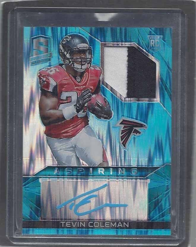 TEVIN COLEMAN 2015 SPECTRA ASPIRING NEON BLUE PRIZM 2 CLR PATCH AUTO RC #D 24/50