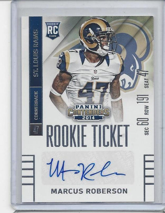MARCUS ROBERSON 2014 PANINI CONTENDERS RAMS ROOKIE TICKET TRUE RC AUTO #156