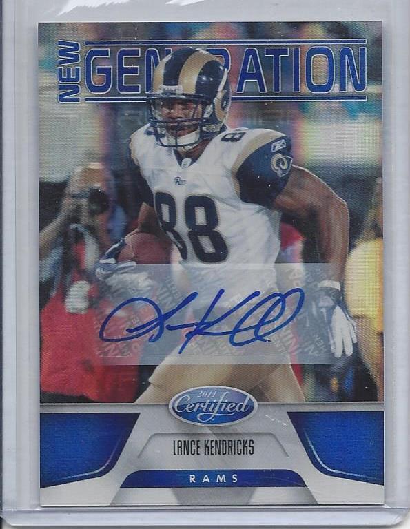 LANCE KENDRICKS 2011 CERTIFIED NEW GENERATION BLUE RAMS AUTO RC #D 71/100