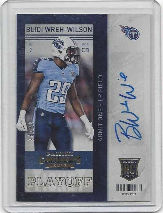BLIDI WREH-WILSON 2013 PANINI CONTENDERS PLAYOFF TICKET TITANS RC AUTO #D 94/99