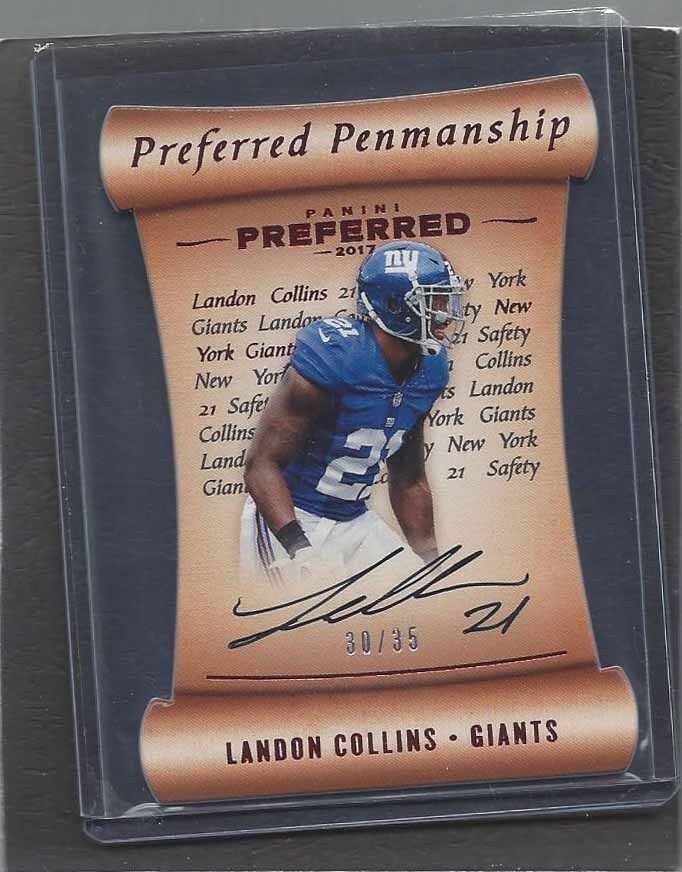 LANDON COLLINS 2017 PREFERRED PENMANSHIP RED ON CARD DIE CUT AUTO #D 30/35