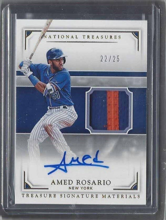 AMED ROSARIO 2017 NATIONAL TREASURES GOLD 2 COLOR PROSPECT PATCH AUTO #D 22/25