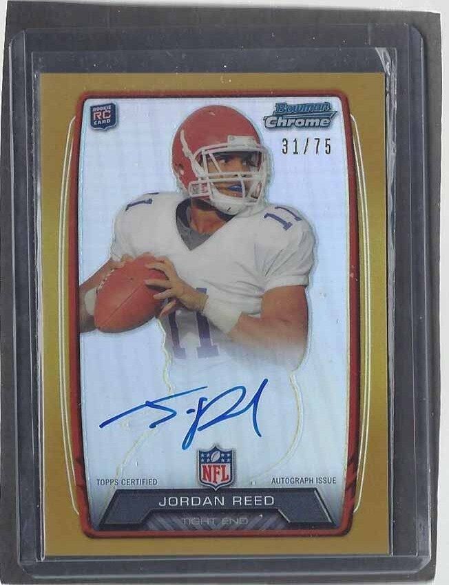 JORDAN REED 2013 BOWMAN CHROME GOLD REFRACTOR ON CARD ROOKIE AUTO RC #D 31/75