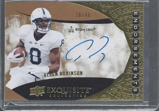 ALLEN ROBINSON 2014 UD EXQUISITE ENDORSEMENTS GOLD ON CARD AUTO RC #D 39/40