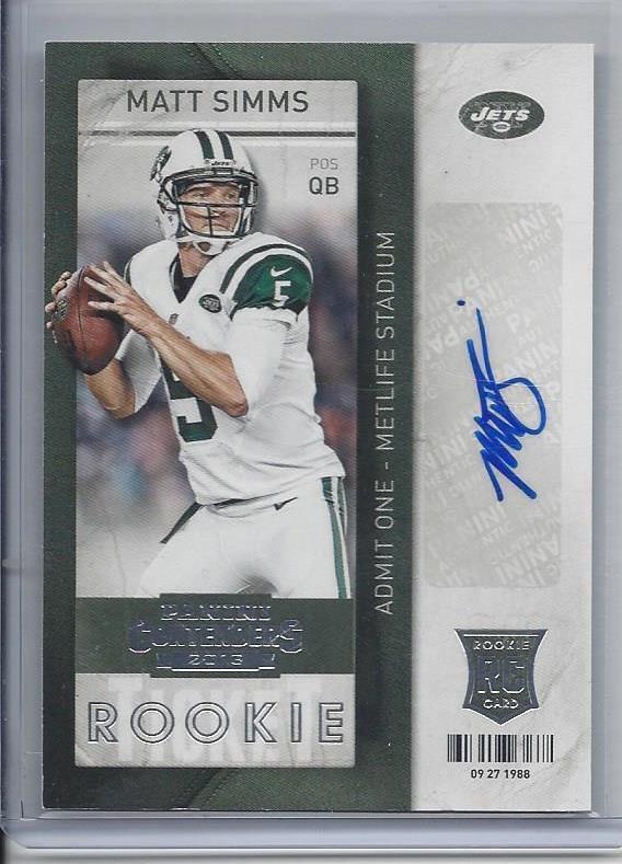 MATT SIMMS 2013 CONTENDERS SP VARIATION NO STARS SSP SUPER RARE AUTO RC #167B