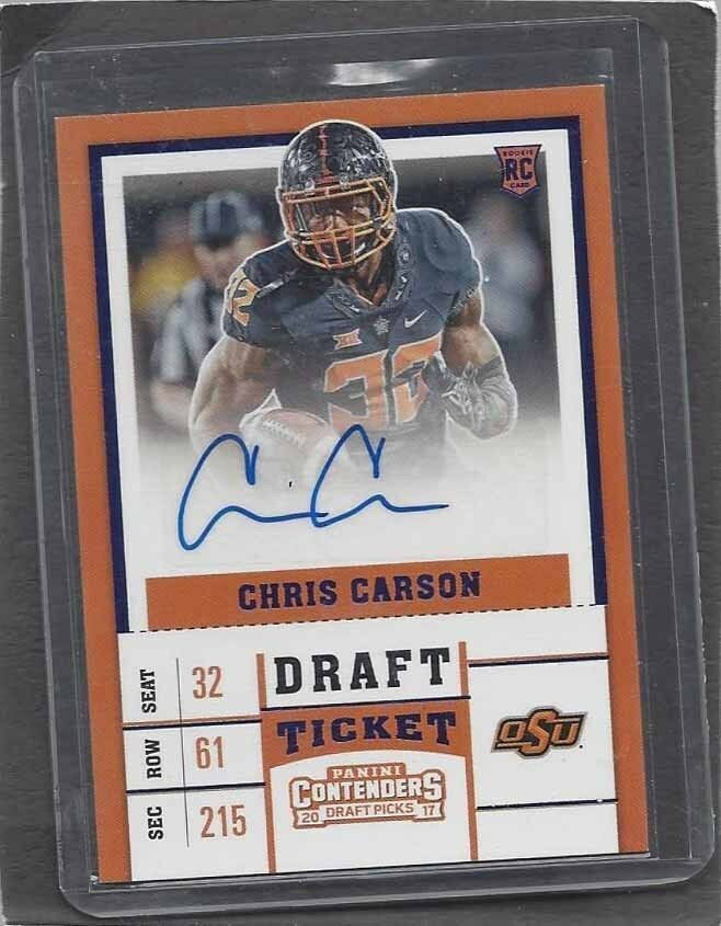 CHRIS CARSON 2017 CONTENDERS DRAFT PICKS TICKET SEAHAWKS ROOKIE AUTO RC #220