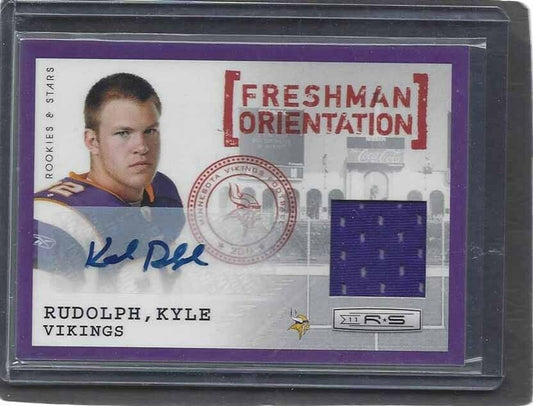 KYLE RUDOLPH 2011 ROOKIES & STARS FRESHMAN ORIENTATION JERSEY AUTO RC #D 20/50
