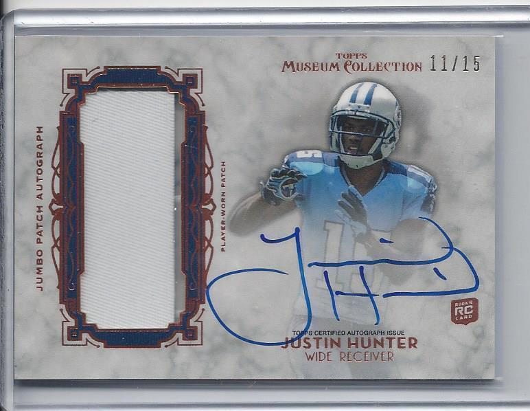 1/1 JUSTIN HUNTER 2013 TOPPS MUSEUM CASE HIT PATCH AUTO RC #D 11/15 JERSEY #11 !