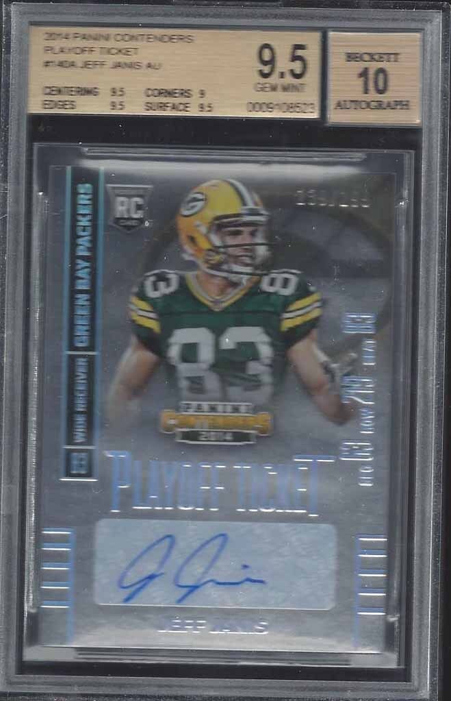 JEFF JANIS 2014 CONTENDERS PLAYOFF TICKET PACKERS AUTO RC /199 BGS 9.5 10 POP 3
