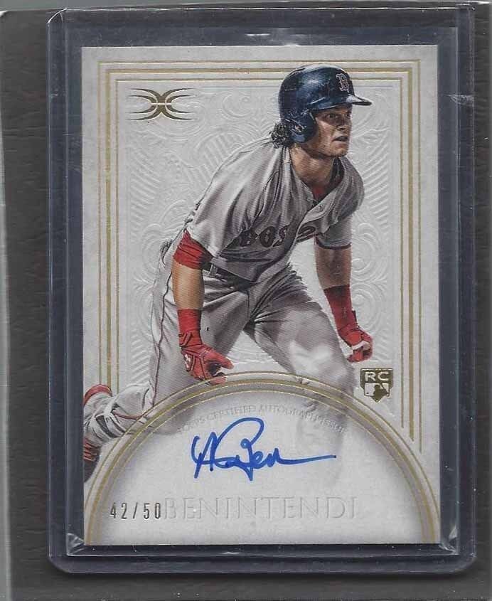 ANDREW BENINTENDI 2017 TOPPS DEFINITIVE GOLD ON CARD ROOKIE AUTO RC #D 42/50