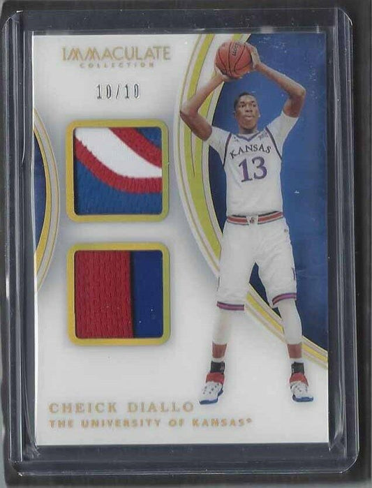 CHEICK DIALLO 2016 IMMACULATE ACETATE KANSAS JAYHAWKS DUAL PATCH RC #D 10/10