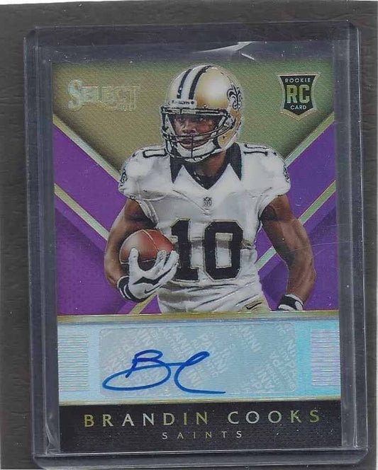 BRANDIN COOKS 2014 PANINI SELECT PURPLE PRIZM ROOKIE AUTO RC #D 9/15