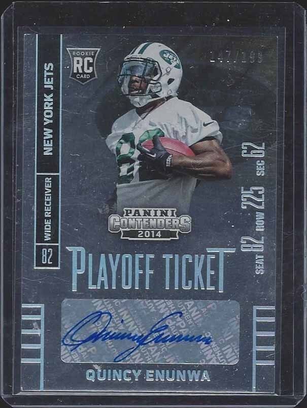 QUINCY ENUNWA 2014 CONTENDERS PLAYOFF TICKET JETS ROOKIE AUTO RC #D 147/199