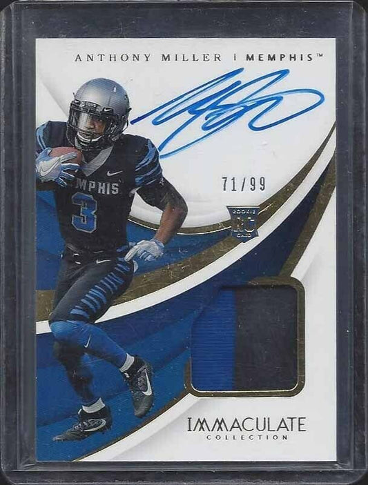 ANTHONY MILLER 2018 IMMACULATE RPA 2 COLOR ROOKIE PATCH ON CARD AUTO RC #D 71/99