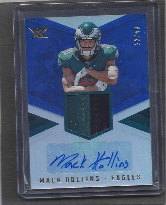 MACK HOLLINS 2017 PANINI XR BLUE EAGLES ROOKIE 2 COLOR PATCH AUTO RC #D 22/49