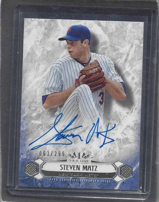 STEVEN MATZ 2016 TOPPS TIER ONE BREAKOUT ON CARD METS AUTO #D 63/299