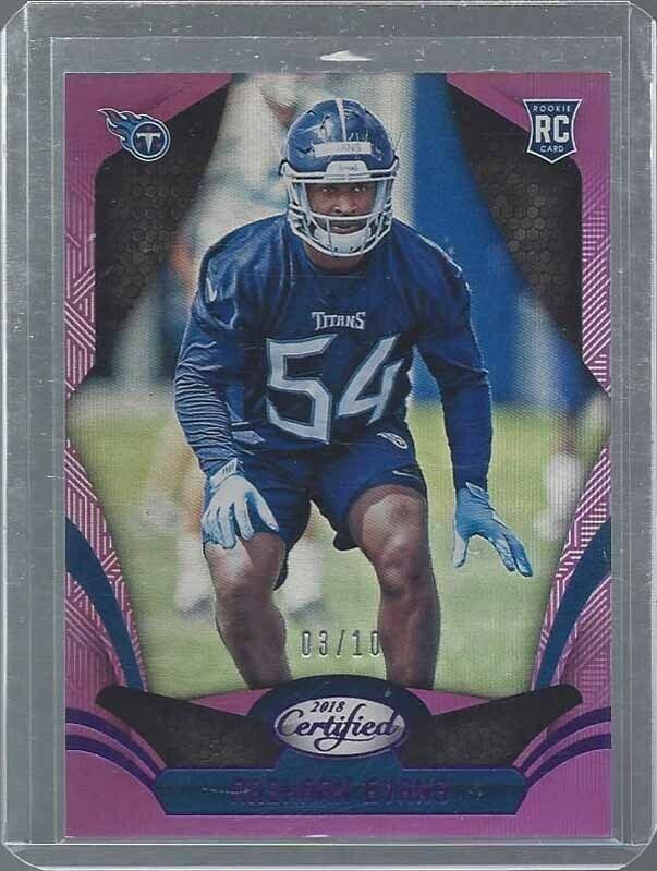 RASHAAN EVANS 2018 CERTIFIED PURPLE TITANS ROOKIE RC #D 3/10