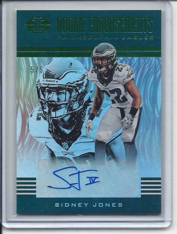 SIDNEY JONES 2017 ILLUSIONS ROOKIE ENDORSEMENTS GREEN AUTO RC #D 5/5