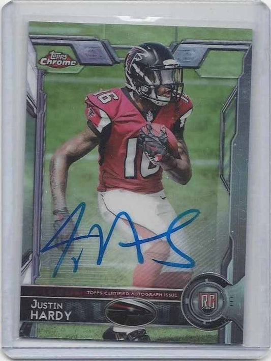 JUSTIN HARDY 2015 TOPPS CHROME FALCONS ON CARD ROOKIE AUTO RC #149