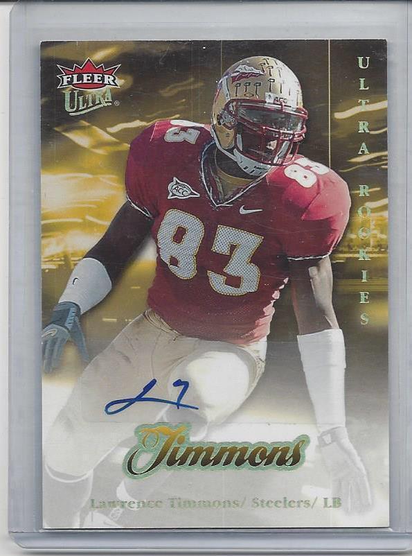 LAWRENCE TIMMONS 2007 FLEER ULTRA STEELERS FLORIDA STATE SEMINOLES AUTO RC #233