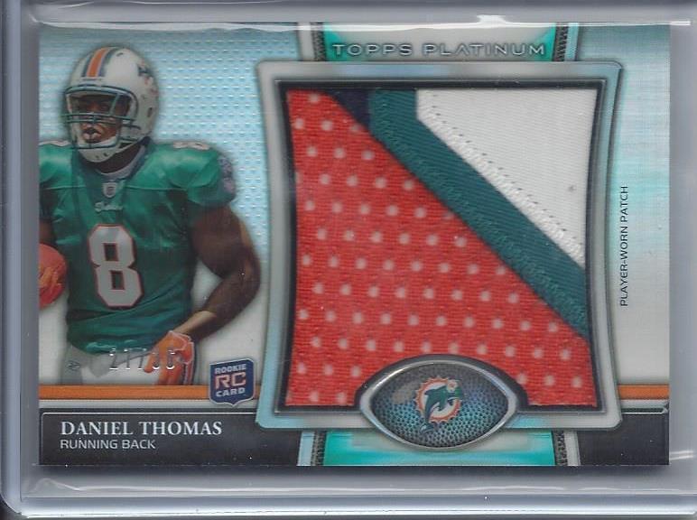 DANIEL THOMAS 2011 TOPPS PLATINUM JUMBO 3 COLOR REFRACTOR PATCH RC #D /36