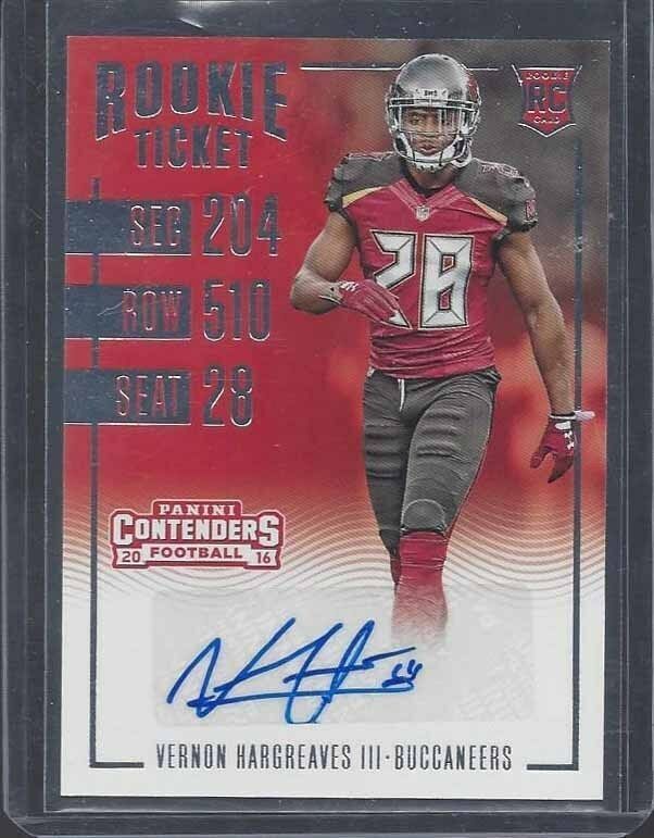 VERNON HARGREAVES III 2016 PANINI CONTENDERS ROOKIE TICKET TRUE RC AUTO #183
