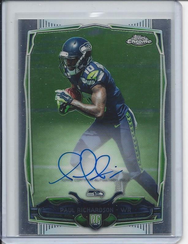 PAUL RICHARDSON 2014 TOPPS CHROME SEATTLE SEAHAWKS ON CARD AUTO RC #219