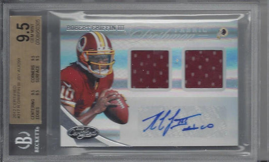 ROBERT GRIFFIN III 2012 CERTIFIED FRESHMAN FABRIC JERSEY AUTO RC /299 BGS 9.5 10
