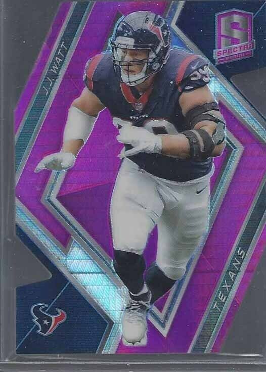 J.J. WATT 2018 SPECTRA NEON PINK PRIZM DIE CUT #D 7/15