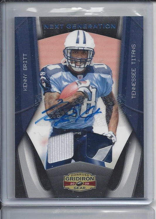 KENNY BRITT 2009 GRIDIRON GEAR NEXT GENERATION RPA DUAL PATCH AUTO RC #D 12/25