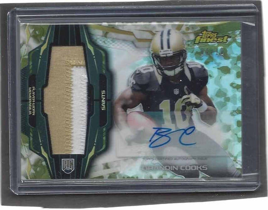 BRANDIN COOKS 2014 TOPPS FINEST CAMO REFRACTOR RPA JUMBO PATCH AUTO RC #D 4/10