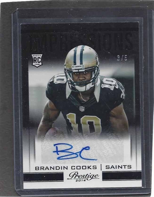 BRANDIN COOKS 2014 PRESTIGE FIRST IMPRESSIONS BLACK ROOKIE AUTO RC #D 3/5