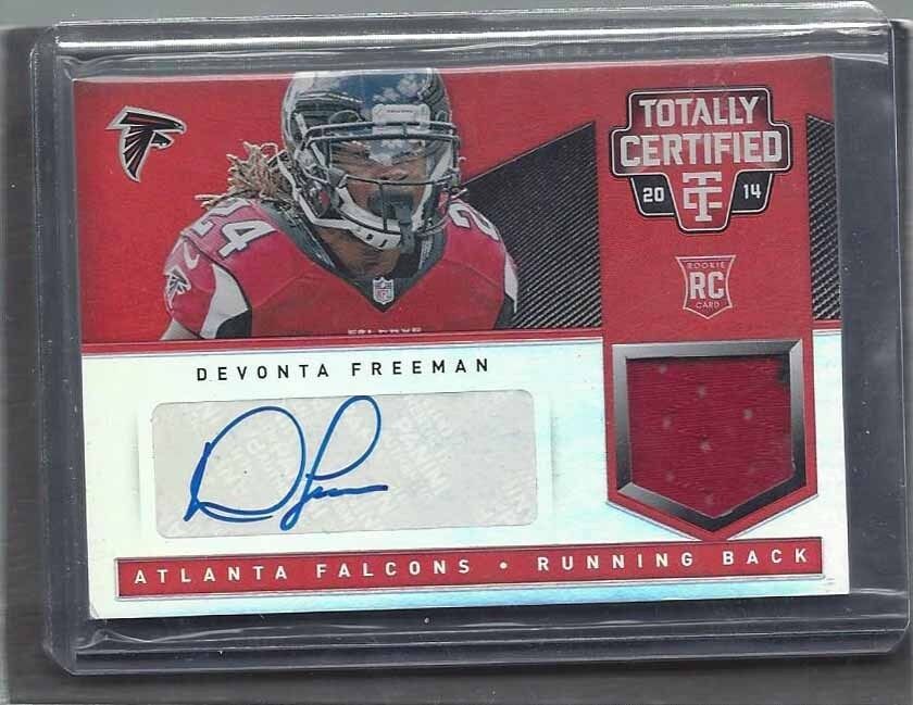 DEVONTA FREEMAN 2014 TOTALLY CERTIFIED PLATINUM RED JERSEY AUTO RC #D 16/25