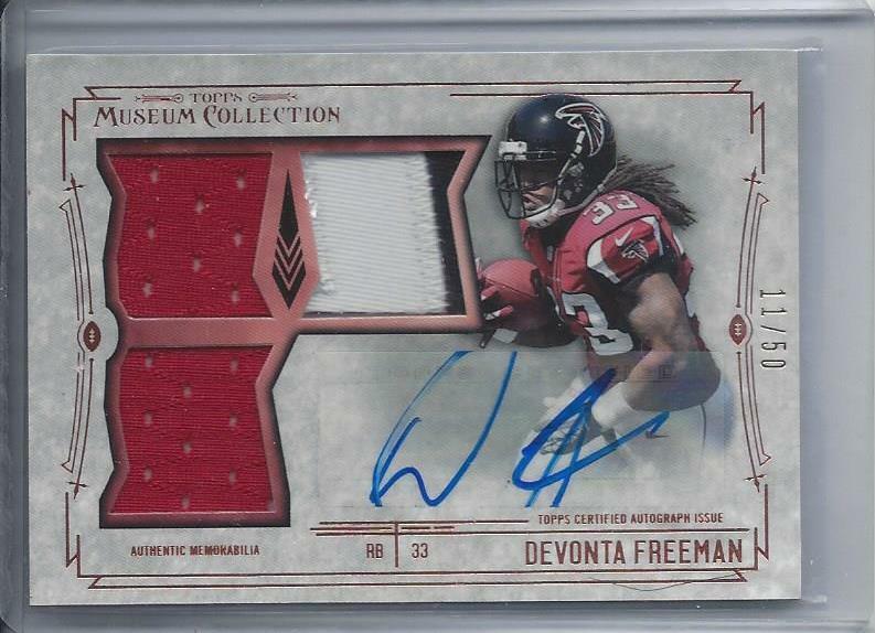 DEVONTA FREEMAN 2014 TOPPS MUSEUM BRONZE TRIPLE JERSEY PATCH AUTO RC #D /50