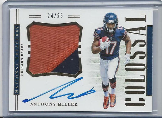 ANTHONY MILLER 2018 NATIONAL TREASURES COLOSSAL GOLD 2CLR PATCH AUTO RC #D 24/25