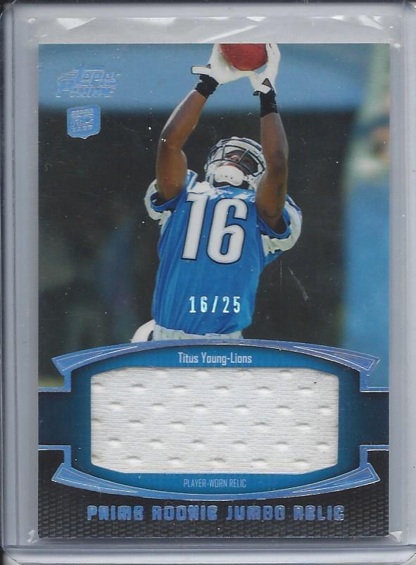 1/1 TITUS YOUNG 2011 TOPPS PRIME SILVER HOLOFOIL JUMBO JERSEY RC #D 16/25 JSY#16
