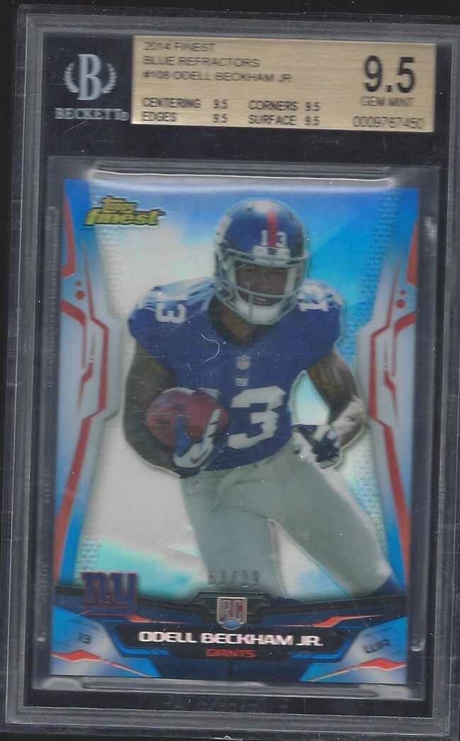 ODELL BECKHAM JR. 2014 TOPPS FINEST BLUE REFRACTOR RC #D 63/99 BGS 9.5 GEM MINT