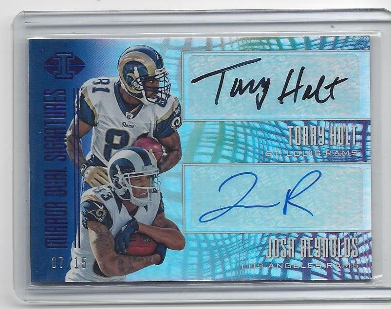 TORRY HOLT JOSH REYNOLDS 2017 PANINI ILLUSIONS BLUE RAMS DUAL AUTO RC #D 7/15