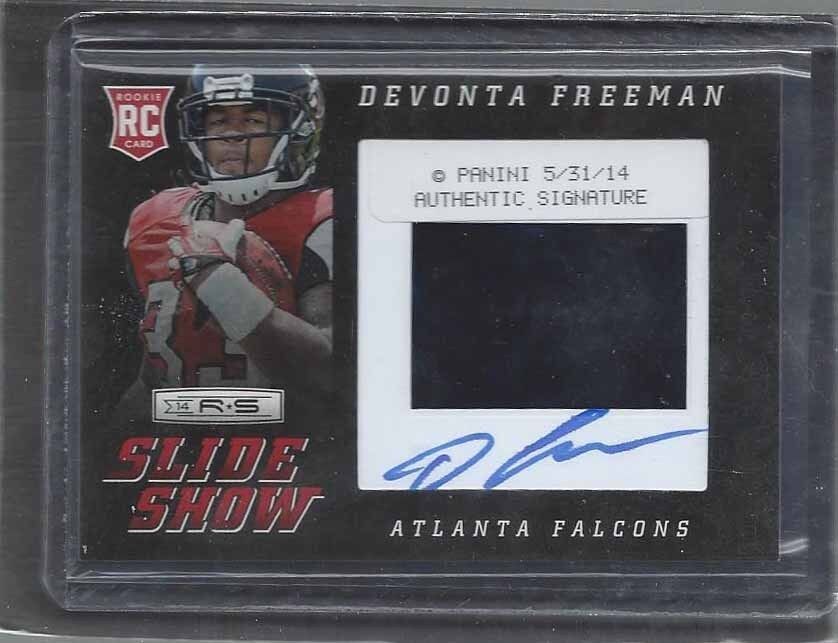DEVONTA FREEMAN 2014 ROOKIES & STARS SLIDESHOW FILM SLIDE ON CARD AUTO RC #D /98