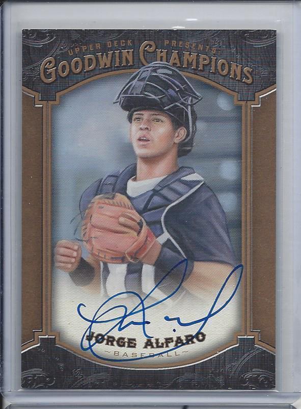 JORGE ALFARO 2014 UPPER DECK GOODWIN CHAMPIONS ON CARD PROSPECT AUTO #187