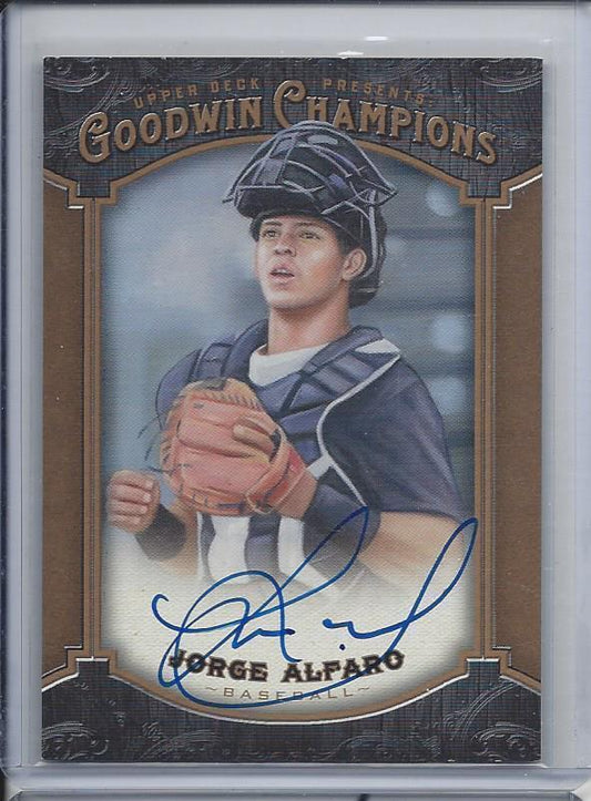 JORGE ALFARO 2014 UPPER DECK GOODWIN CHAMPIONS ON CARD PROSPECT AUTO #187