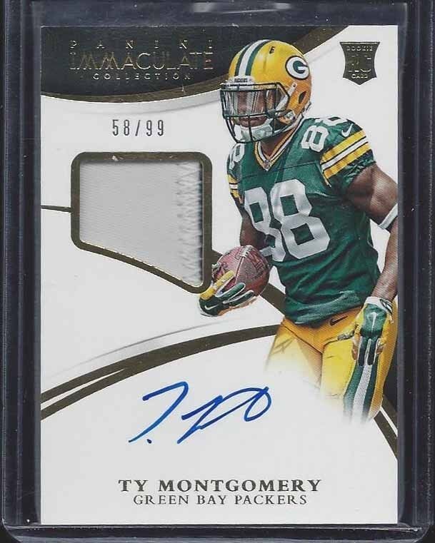 TY MONTGOMERY 2015 IMMACULATE RPA TRUE ROOKIE 2 CLR PATCH ON CARD AUTO RC #D /99