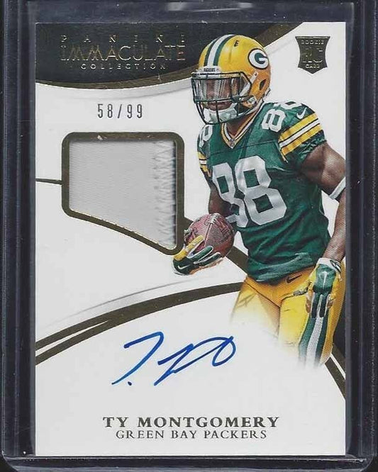 TY MONTGOMERY 2015 IMMACULATE RPA TRUE ROOKIE 2 CLR PATCH ON CARD AUTO RC #D /99