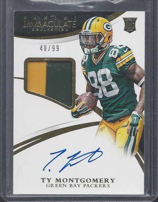 TY MONTGOMERY 2015 IMMACULATE RPA TRUE ROOKIE 2 CLR PATCH ON CARD AUTO RC #D /99