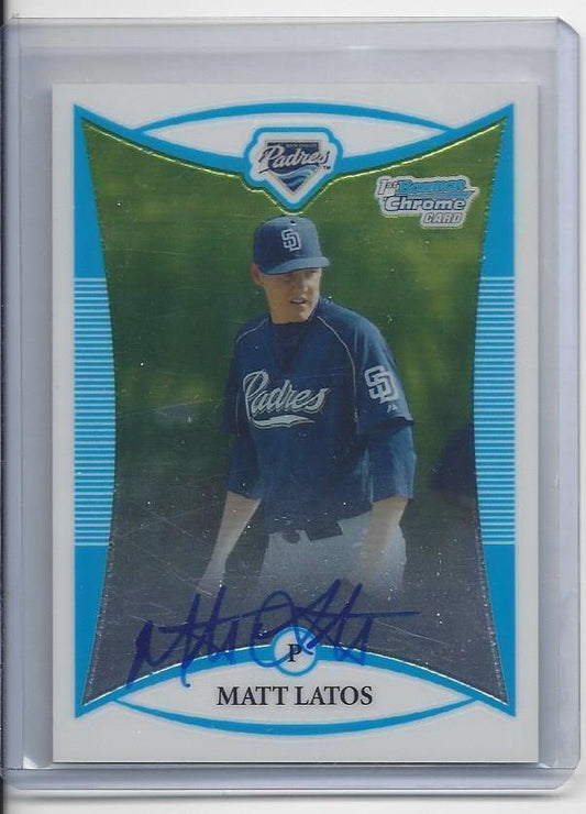 MATT LATOS 2008 BOWMAN CHROME 1ST CARD PROSPECT ON CARD AUTO
