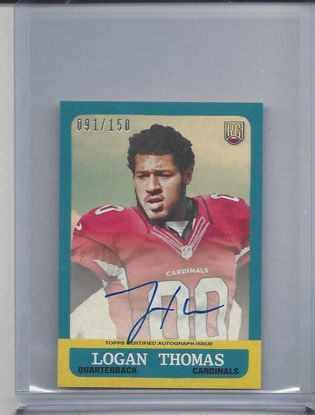 LOGAN THOMAS 2014 TOPPS MINI ON CARD ROOKIE AUTO RC #D 91/150
