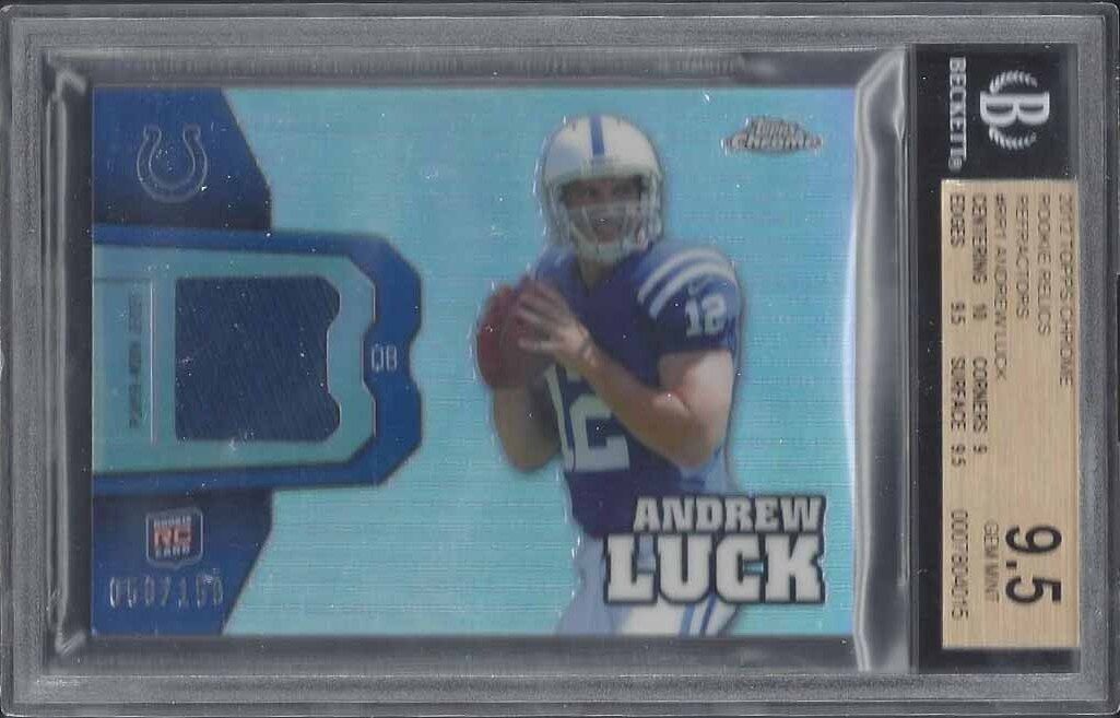 ANDREW LUCK 2012 TOPPS CHROME ROOKIE REFRACTOR JERSEY RC /150 BGS 9.5 GEM POP 4
