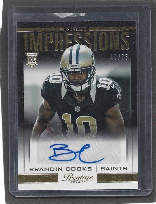 BRANDIN COOKS 2014 PRESTIGE FIRST IMPRESSIONS ROOKIE AUTO RC #D 40/75